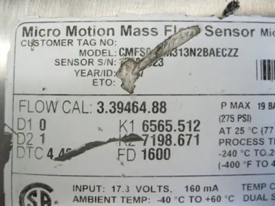 USED Micro Motion CMFS015 M313N2BAECZZ