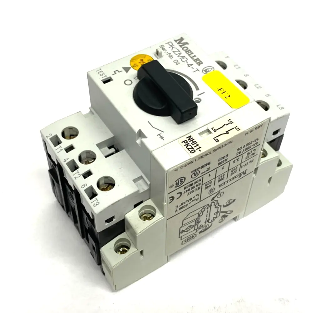 USED MOELLER TRANSFORMER-PROTECTIVE CIRCUIT BREAKER 3-POLE W/ NHI11-PKZ0