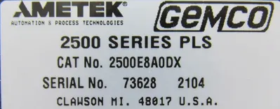 NEW AMETEK GEMCO 2500E8A0DX LIMIT SWITCH 2500 SERIES