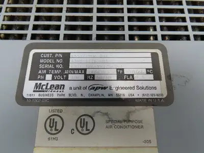 APW Mclean 43H1-3126-001 Enclosure Cooling Heat Exchanger 220V 1PH 14/150°F