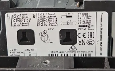 Siemens 3RT25261AK60 4Pole Contactor 25A 11kW 120Vdc Coil (BIN412)