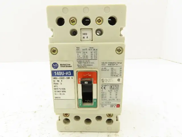 Allen Bradley 140U-H3C3-C80 Circuit Breaker 80A 3 Pole 3Ph 600V Panel Mount