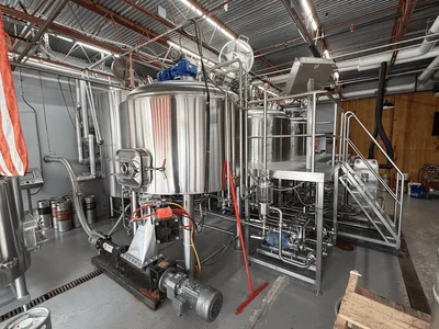 Deutsche 15 BBL 3-Vessel Steam Jacketed Brewhouse with BK, MT, WP, Heat Exchanger, Mash Pump & More!
