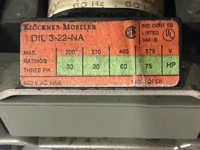 USED KLOCKNER MOELLER DIL 3-22-NA