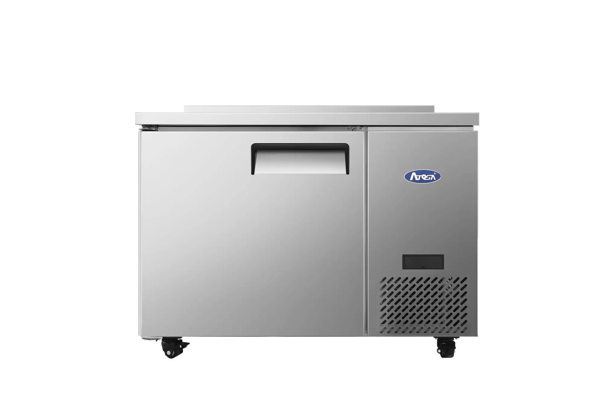 New | in-Stock Atosa New Atosa MGF44GR 44" Worktop Refrigerator w/ Backsplash, Side Mount Compressor Worktop Refrigerators Illinois US | Falcon Restaurant Supply #1375542