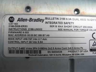 USED Allen-Bradley 2198-D006-ERS3