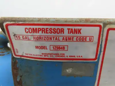Dayton 1Z984B Compressed Air Receiver Tank 15 Gal 200 PSI Horizontal