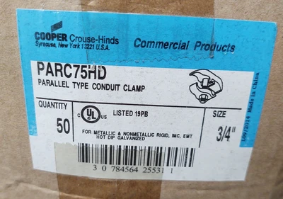 🔥 50 NIB Eaton Cooper Crouse Hinds PARC75HD 3/4” Parallel Conduit Clamp