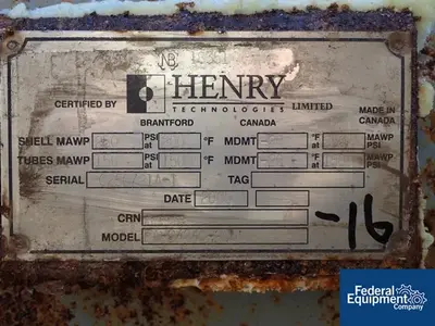 USED Henry Technologies LTD. 1,915 Sq Ft Henry Tech Heat Exchanger, 304 S/S, 150/250#