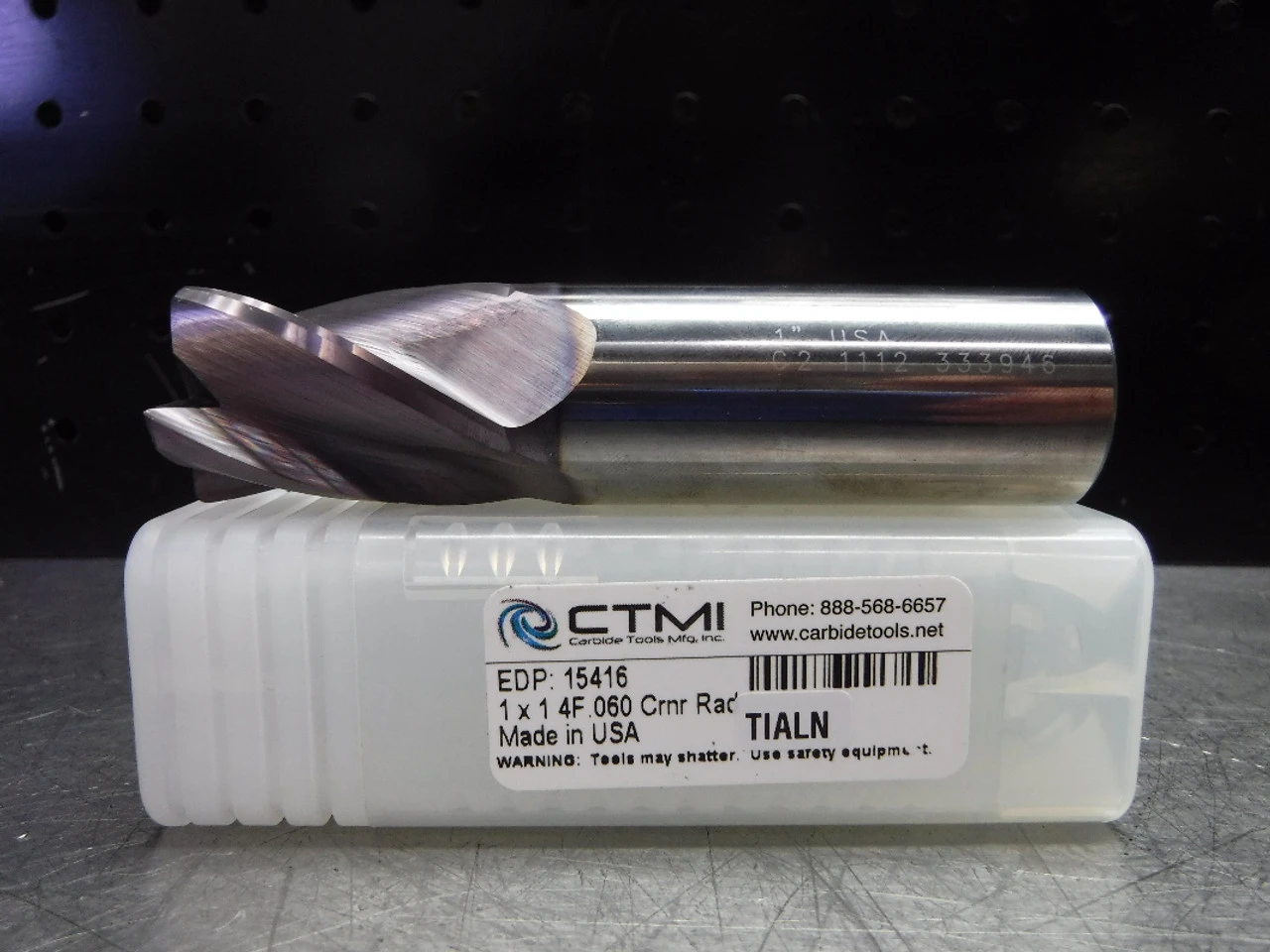 CTMI 1" Carbide Endmill 4 Flute 1 x 1 4F .060 Crnr Rad TIALN (LOC2875A)