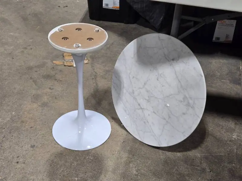 Marble Top Pedestal Table 21" x 20"