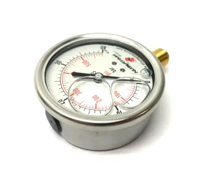 USED NUOVA FIMA RADIAL GLYCERINE MANOMETER 0-40 BAR, G 1/4, 63 MM