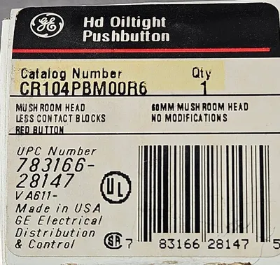 GE CR104PBM00R6 Heavy Duty Oiltight Pushbutton. Loc4D-20