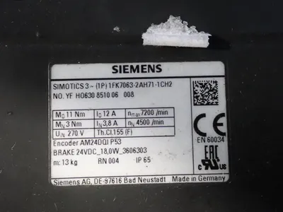 USED SIEMENS 1FK70632AH711CH2