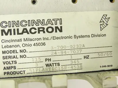 Cincinnati Milacron Chassis Case PSU Backplane 10-slot