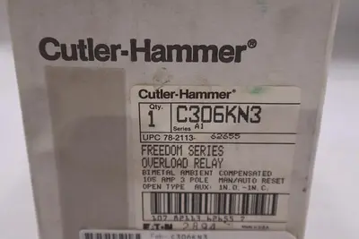 NEW OPEN BOX Cutler Hammer C306KN3 Ser A1 Overload Relay STK SGF152