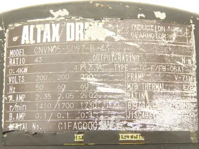 Sumitomo Cyclo Altax CNVM05-5097-B-43 Inline Gearmotor 43:1 Ratio 40rpm 220V 3PH