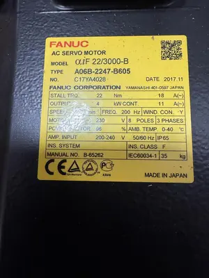 Used 2017 FANUC A06B-2247-B605 Servo Motors Michigan US | Aucto #1307371