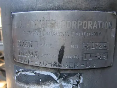 Heat Exchanger, Shell & Tube, 85 SF, S/st, CE Howard, (2) #S739094