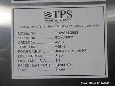 Used Gruenberg Model T18HS74.35SS Stainless Steel Industrial Oven – 74 Cu. Ft. Capacity