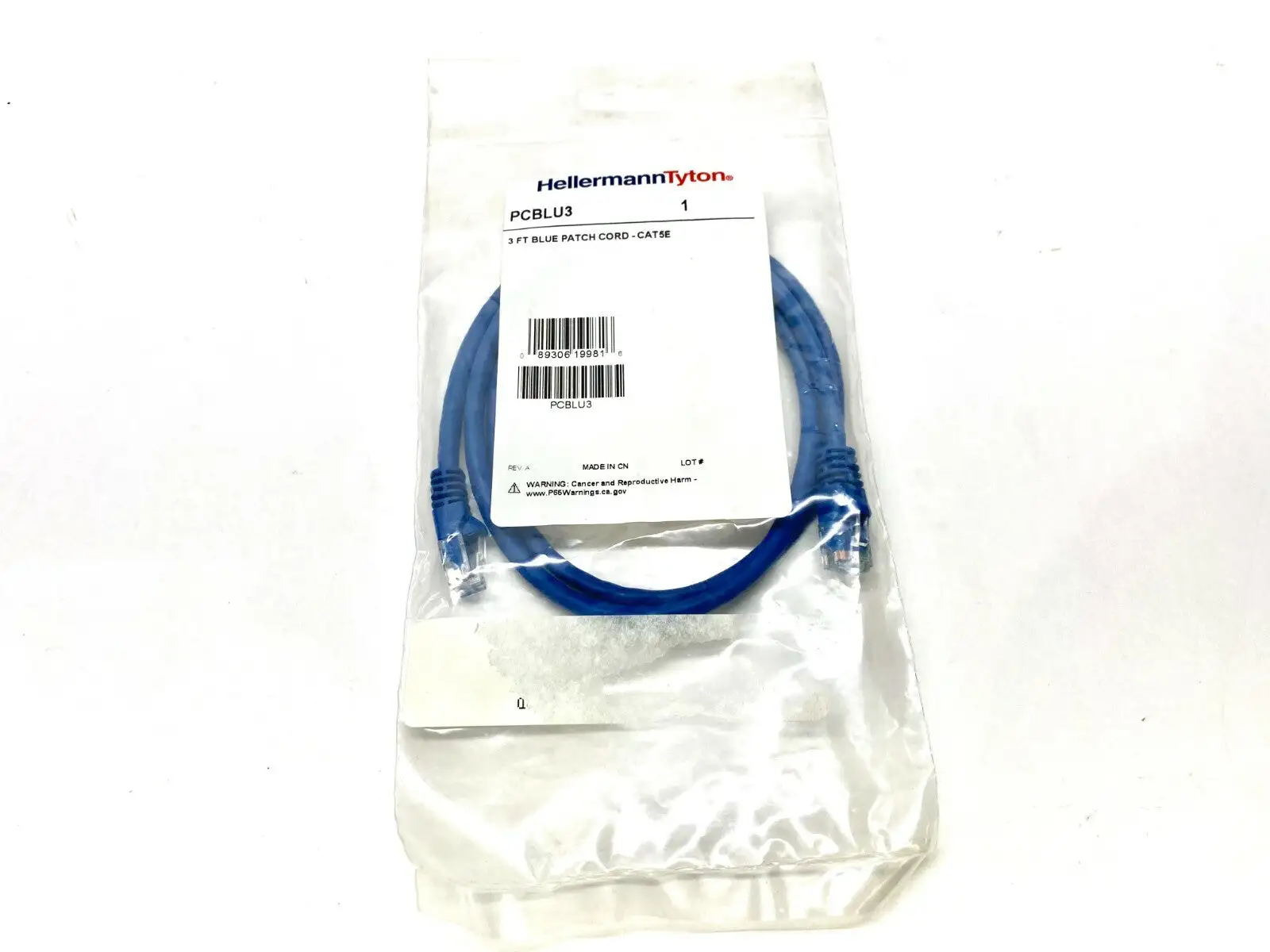 | HellermannTyton PCBLU3 Blue Patch Cord 3ft CAT5E - New