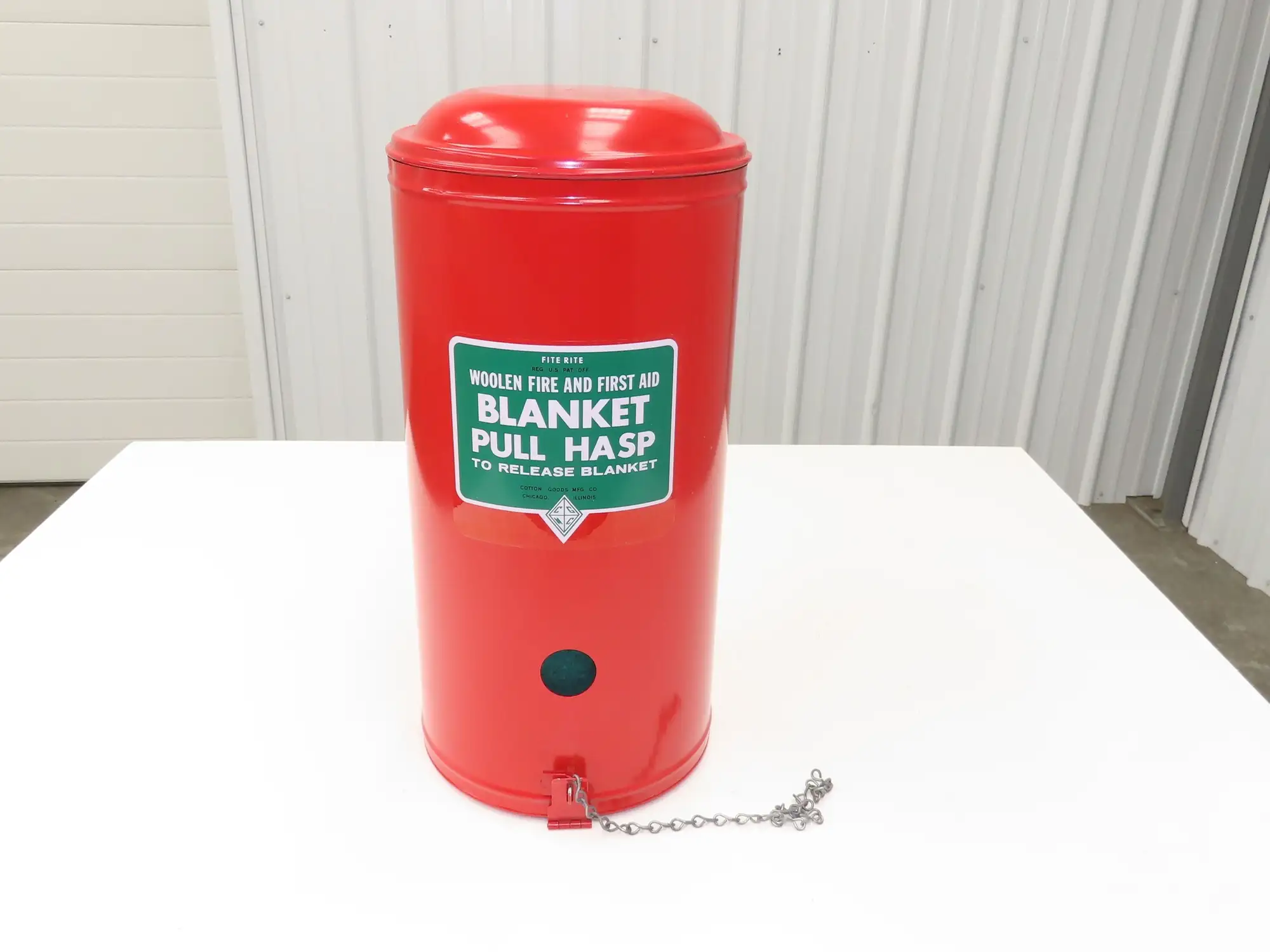 Cotton Goods Vintage Fite Rite Woolen Fire & First Aid Blanket With Cannister
