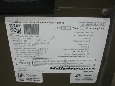 142-1055 Hill Phoenix 5’ Remote Curved Glass Full Service Bakery Cooler Case