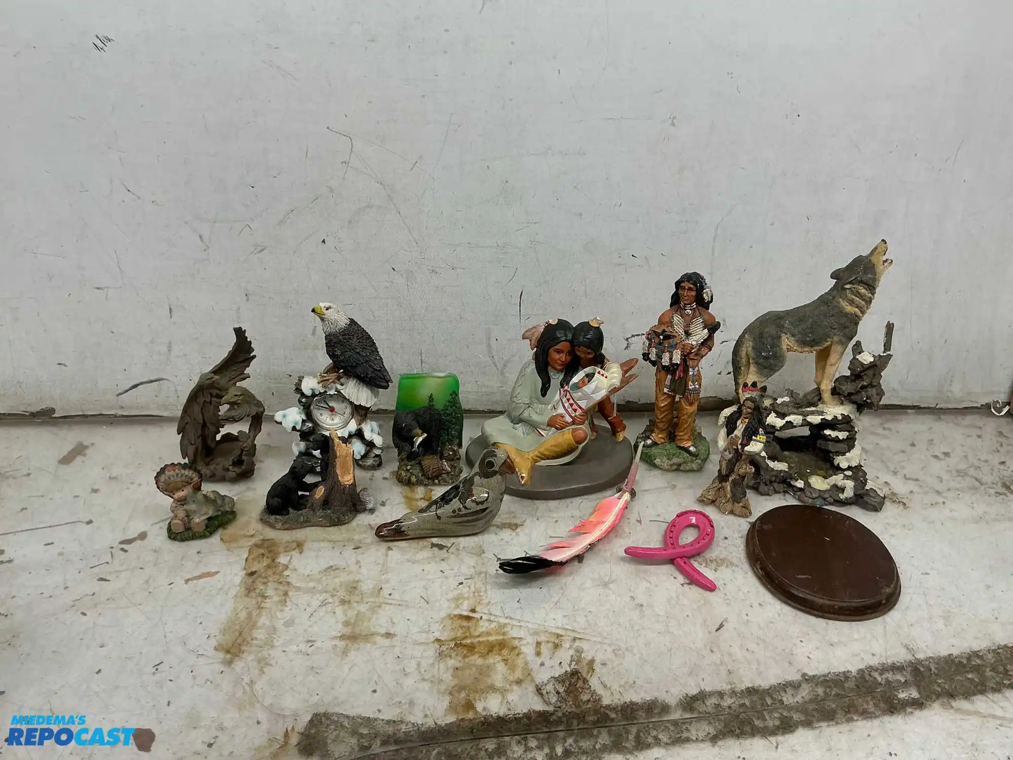 Box of Native and Wildlife Figurines and Decorations