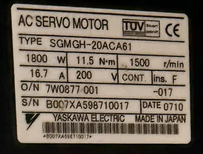 YASKAWA SGMGH-20ACA61 Servo Motors | Great American Equipment Company (6)