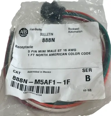A / B 888N-M5AF1-1F 5 PIN RECEPTACLE SER. B 888NM5AF11F LOT OF 2 NEW, SURPLUS