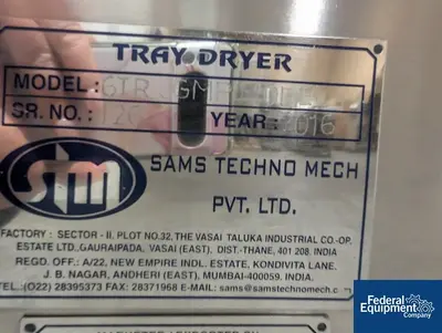 USED Sams Techno Mech Pvt. Ltd. Sams Techno Mech Tray Dryer, Model 6TR GMP, S/S