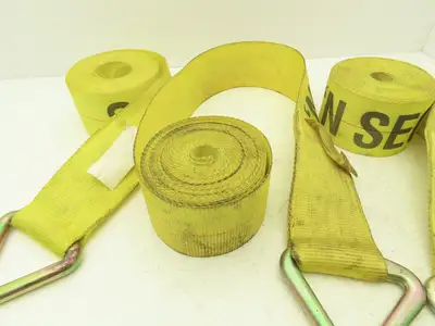 4"x 26' Winch Strap V-Ring D-Ring Flatbed Tie-Down 5000 Lbs  Lot of 4