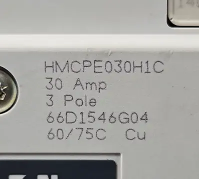 Eaton HMCPE030H1C Circuit Breaker 30A 3 pole (BIN254)