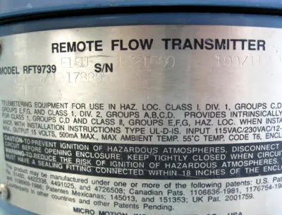 USED Micro Motion RFT 9739 E1SU