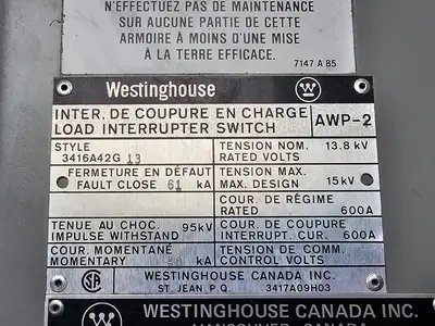Used WESTINGHOUSE AWP-2 Transformers British Columbia CA | Lenmark #1426476