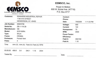 Used General Electric 5CD193RA040A800 D.C. Motors Kentucky US | Edwards Industrial Repair #1312887