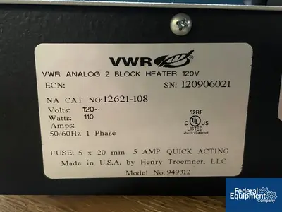 USED VWR VWR Heaterblock, Model Analog 2