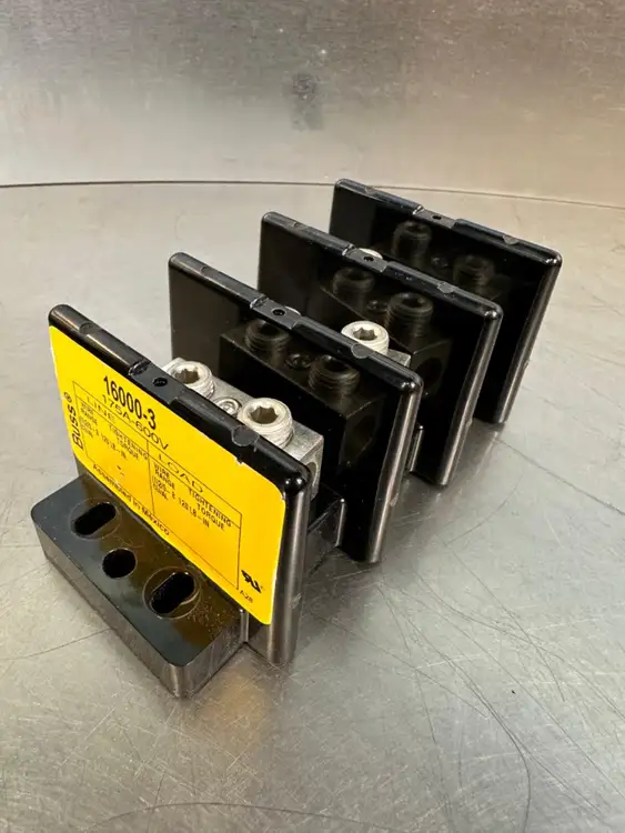 Used Buss Buss Mini Distribution Block 16000-3, 175 A, 600 V Terminal Blocks | Palmetto Automation #1155051