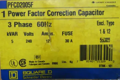 NEW SQUARE D PFCD2005F POWER FACTOR CORRECTION CAPACITOR
