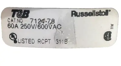 USED RUSSELLSTOL 7124-78 PLUG & CONNECTOR 60A 250V/600VAC 712478