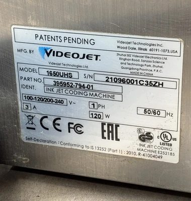Used VIDEOJET 395952 Light Source Equipment Indiana US | J&J Industrial Supply #1389273