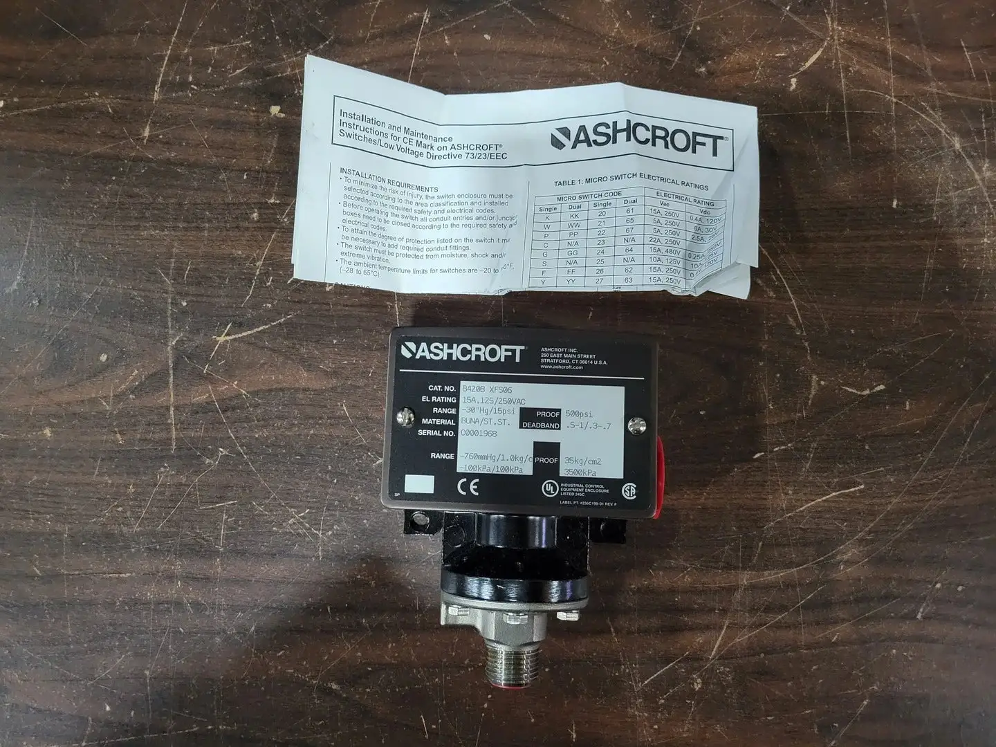 NEW ASHCROFT B420B XFS06