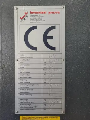 Used 2018 INVERNIZZI DMT2 Transfer Presses Michigan US | Midwest Press and Automation #1548841