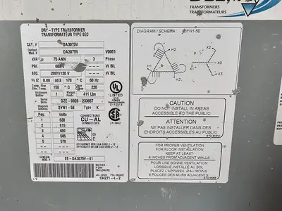 Used DELTA TRANSFORMERS EE-DA3075V-01 Transformers British Columbia CA | Lenmark #1426614