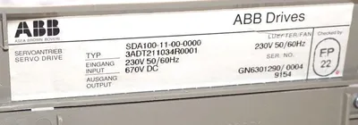 USED ABB SDA100-11-00-0000 SERVO DRIVE 3ADT211034R0001