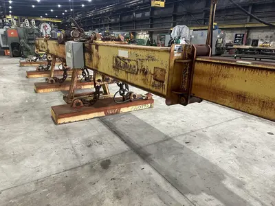 53 TON (107,500 LBS) BUSHMAN MODEL #MT420 TELESCOPING MAGNETIC SPREADER LIFTING BEAM  W/ OHIO MAGNETICS DIESEL GENERATOR: STOCK #20420