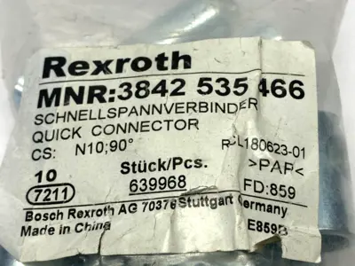 New | in-Stock Rexroth Quick Connector, Galvanized N10, 90° Steel, PACK OF 10 Misc Fasteners Michigan US | Maverick Industrial Sales #1419267