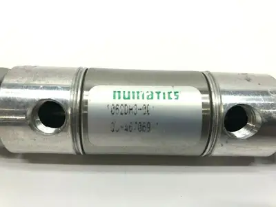 USED NUMATICS 6" LONG (END TO END) DOUBLE ROD CYLINDER, 1/2" STK