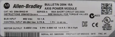 USED ALLEN BRADLEY 2094-EN02D-M01-S0 KINETIX 6500 DRIVE SER.A 2094-BM02-M