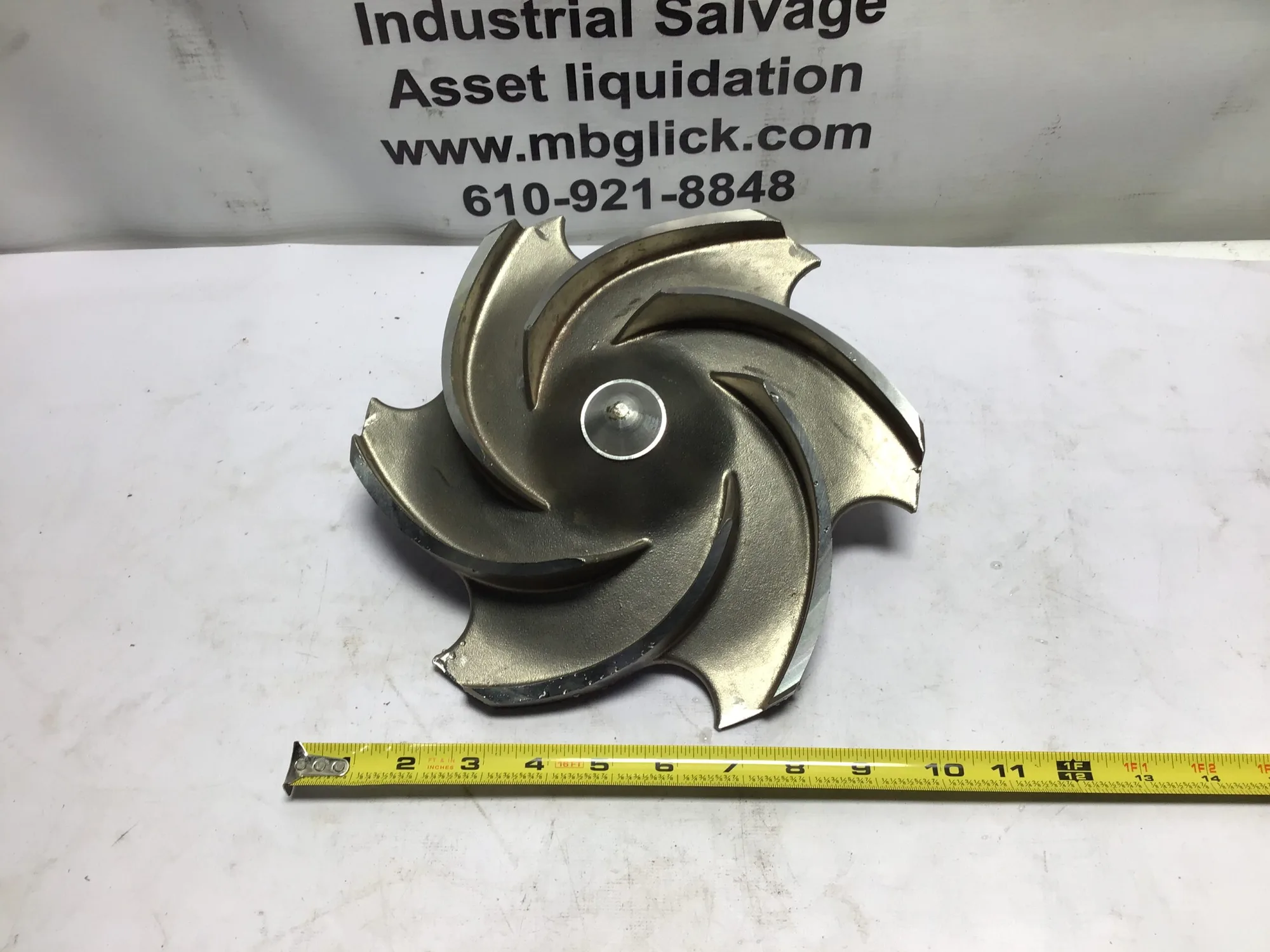 Flowserve DT51037A CF8M 9.75” 6 Vane Impeller SST Durco pump size: 13”